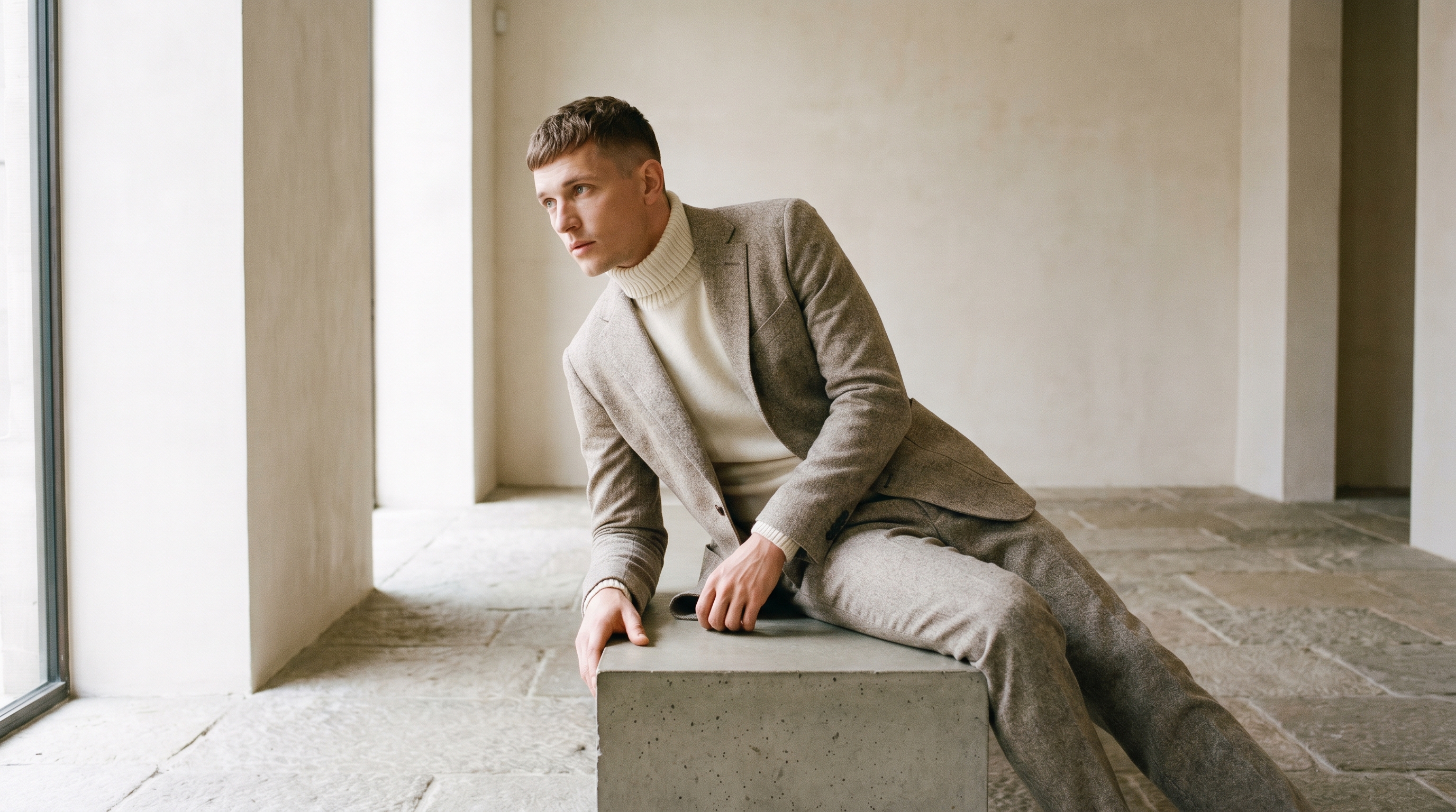Camel trench over silk slip — New York